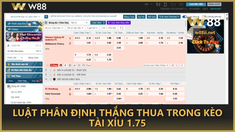 Luật phân định thắng thua trong kèo tài xỉu 1.75